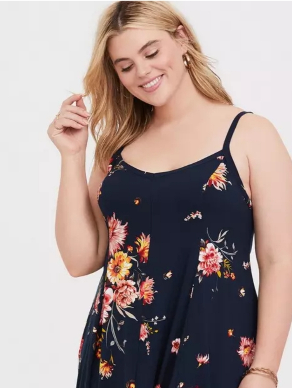 Torrid Trapeze Tank Maxi Dress Blue Floral Plus Size 4X - Picture 4 of 14